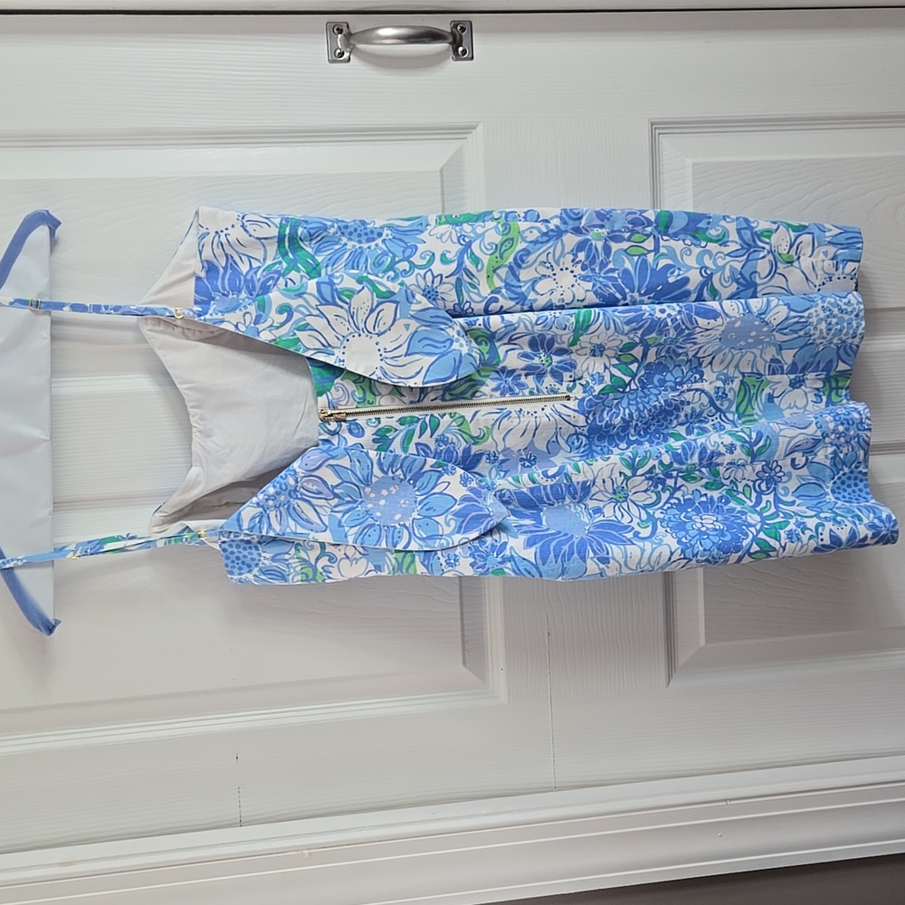 Lilly Pulitzer Shelli Blue and White Spaghetti Strap Sundress. - Picture 3 of 9